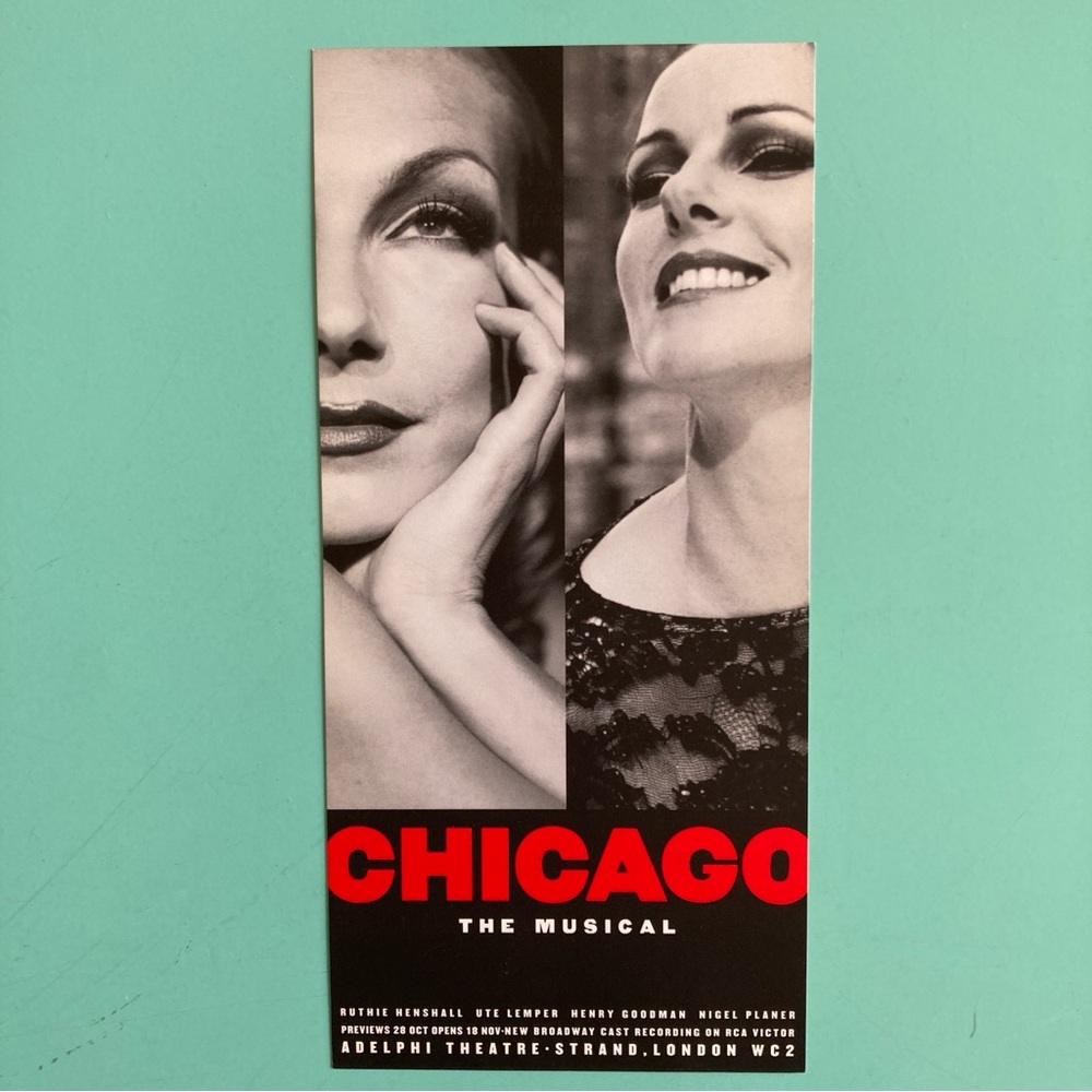 2 Sided Flyer Chicago 1997 London Ruthie Henshall Ute Lemper 8X4 ADELPHI THEATRE